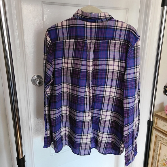 Chaps Creek Lane Checkered Flannel Print Button Down Shirt Size Medium NWT - Picture 6 of 9